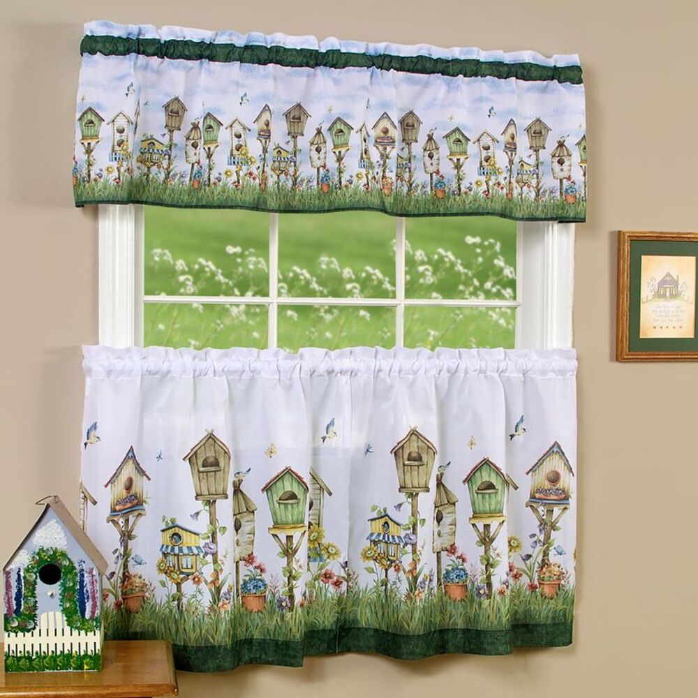 Sweet Home Window Kitchen Curtains 3-Piece Tier & Valance Set - 58" (W) x 24"